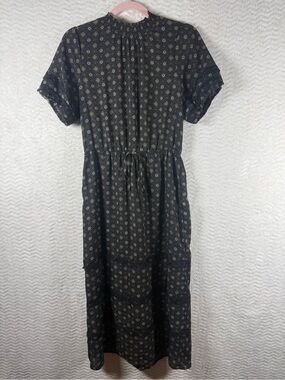 Max + Ash Sheer Black Floral Maxi Dress with Drawstring Waist and lace details
